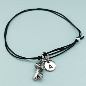 Mushroom cord bracelet, mushroom charm bracelet, adjstable bracelet, charm bracelet, personalized bracelet, initial, monogram