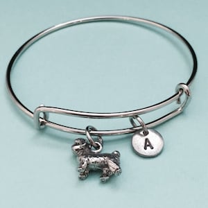 Shih tzu bangle, shih tzu charm bracelet, expandable bangle, charm bangle, personalized bracelet, initial bracelet, monogram, animal charm