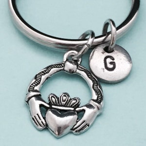 Claddagh keychain, claddagh charm, irish keychain, personalized keychain, initial keychain, initial charm, customized, monogram