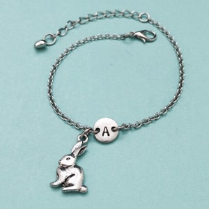 Bunny charm bracelet, bunny charm, adjustable bracelet, animal, personalized bracelet, initial bracelet, monogram