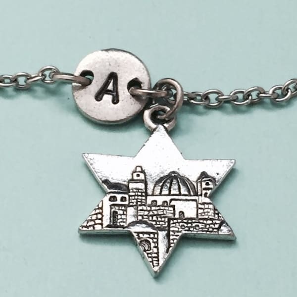 Star of David charm bracelet, Star of David charm, adjustable bracelet, Christmas, personalized bracelet, initial bracelet, monogram