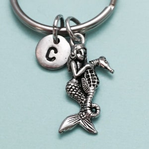 Mermaid keychain, mermaid charm, ocean keychain, personalized keychain, initial keychain, initial charm, customized, monogram