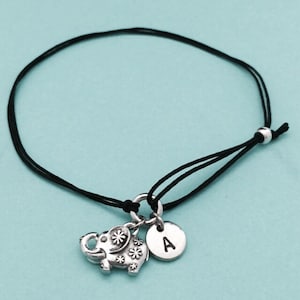 Elephant cord bracelet, elephant charm bracelet, adjustable bracelet, charm bracelet, personalized bracelet, initial bracelet, monogram
