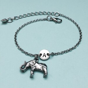 Elephant charm bracelet, elephant charm, adjustable charm, animal, personalized bracelet, initial, monogram