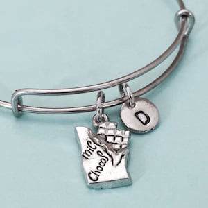 Schokoriegel Armreif, Candy-bar-Bettelarmband, erweiterbare Armreif, Charm Armreif, personalisierte Armband, erste Armband, Monogramm