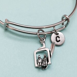 Ski lift bangle, ski lift charm bracelet, expandable bangle, charm bangle, personalized bracelet, initial bracelet, monogram