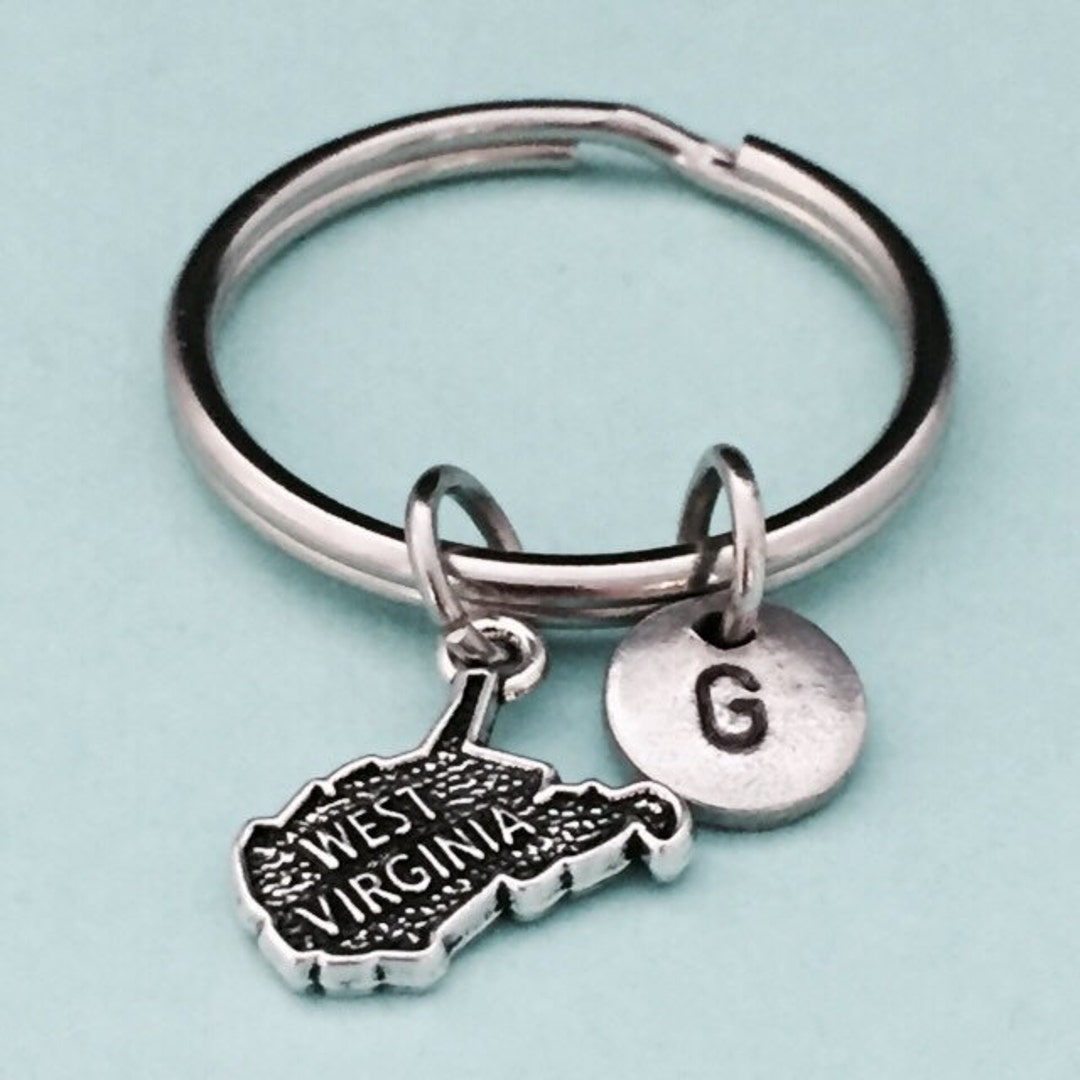 West Virginia Keychain, West Virginia Charm, State Personalized