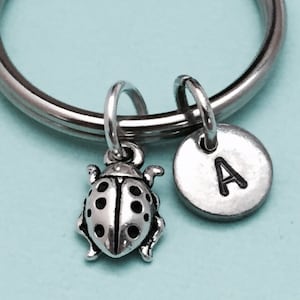 Ladybug keychain, ladybug charm, insect keychain, personalized keychain, initial keychain, initial charm, customized, monogram