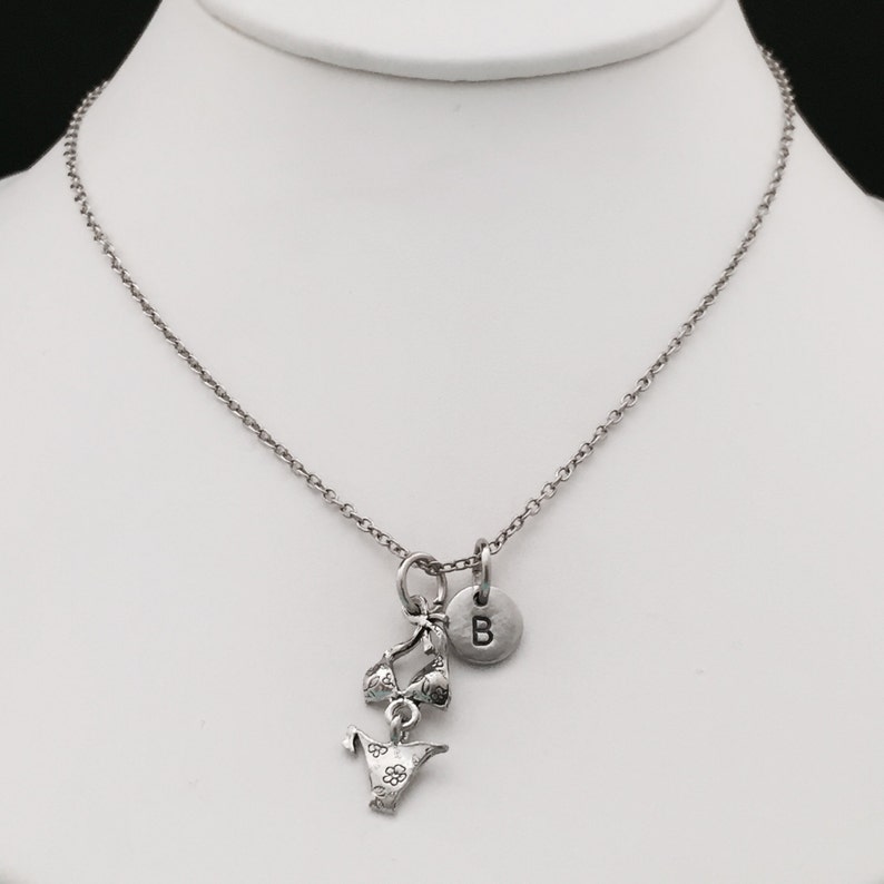 initial personalized bathing suit necklace bikini necklace friendship jewelry Best friend necklace monogram bff necklace sister