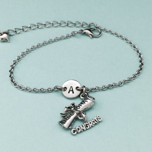 Pulsera diploma, diploma encanto, pulsera ajustable, graduación, pulsera personalizada, pulsera inicial, Monograma
