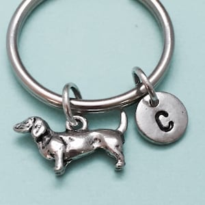 Dachshund keychain, dachshund charm, dog keychain, dog charm, animal keychain, personalized keychain, initial keychain, monogram