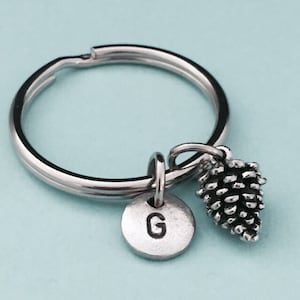 Puede incluir: Llavero de plata con un dije de piña y un dije de la letra G.