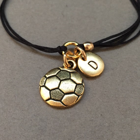 Soccer Ball Cord Bracelet Soccer Ball Charm Bracelet Adjustable