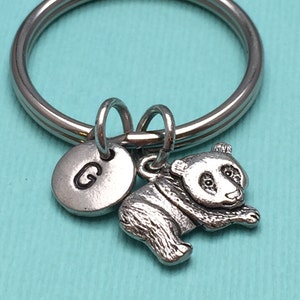 Panda bear keychain, animal keychain, personalized keychain, initial keychain, panda keychain, zoo animal keychain