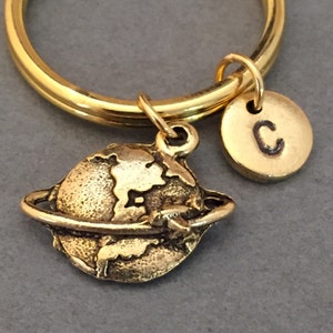 World keychain, world charm, globe keychain, personalized keychain, initial keychain, initial charm, customized, monogram