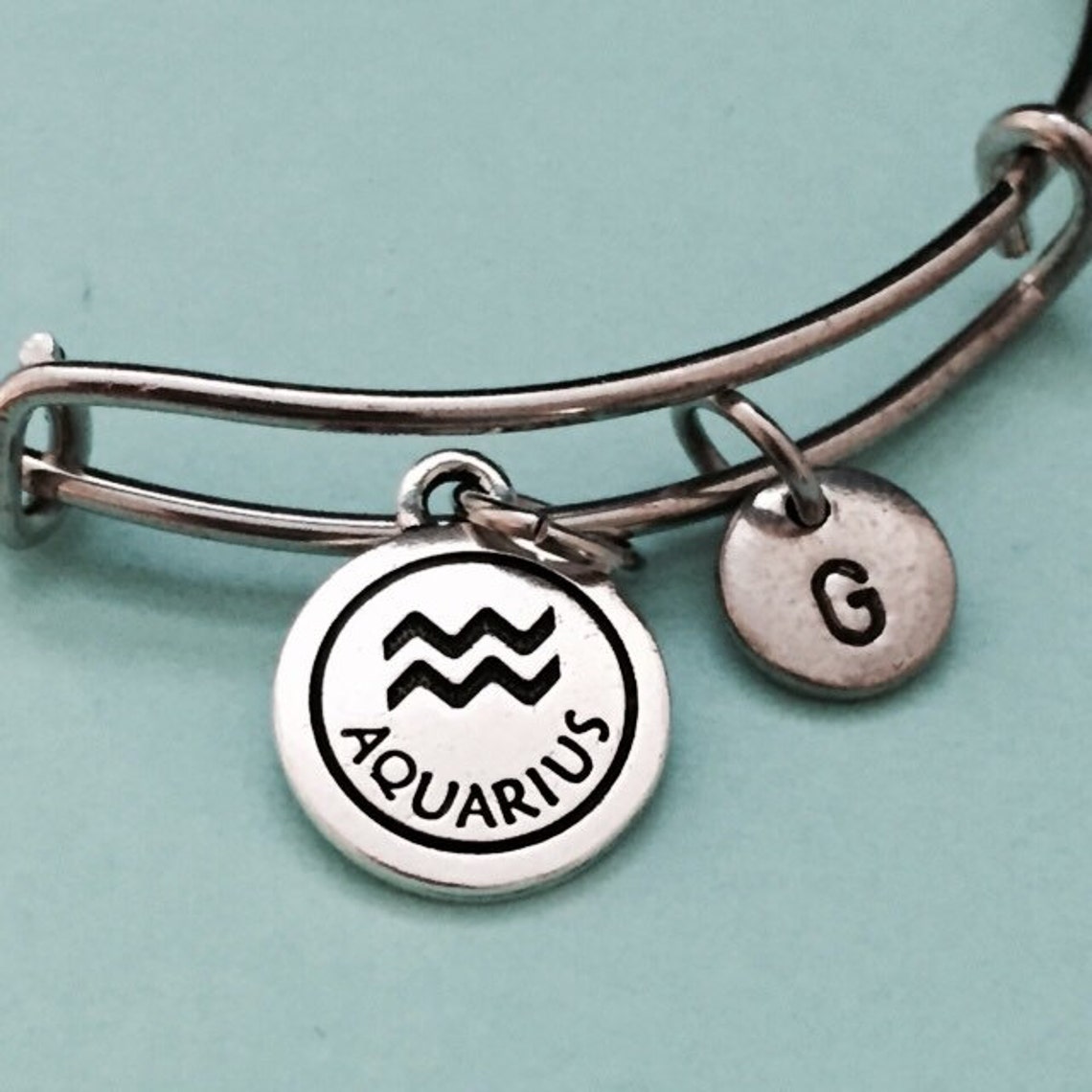 Aquarius bangle aquarius charm bracelet expandable bangle Etsy
