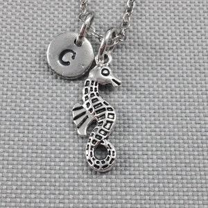 Seahorse necklace, seahorse jewelry, personalized necklace, initial necklace, ocean necklace, sea creature necklace, gift for her