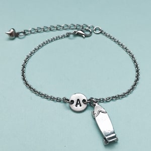 Skateboard-Bettelarmband, Skateboard-Charme, verstellbare Armband, personalisiertes Armband, anfängliche Armband, Monogramm, Skateboard-Schmuck