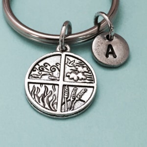 The four elements keychain, the four elements charm, element keychain, personalized keychain, initial keychain, customized, monogram