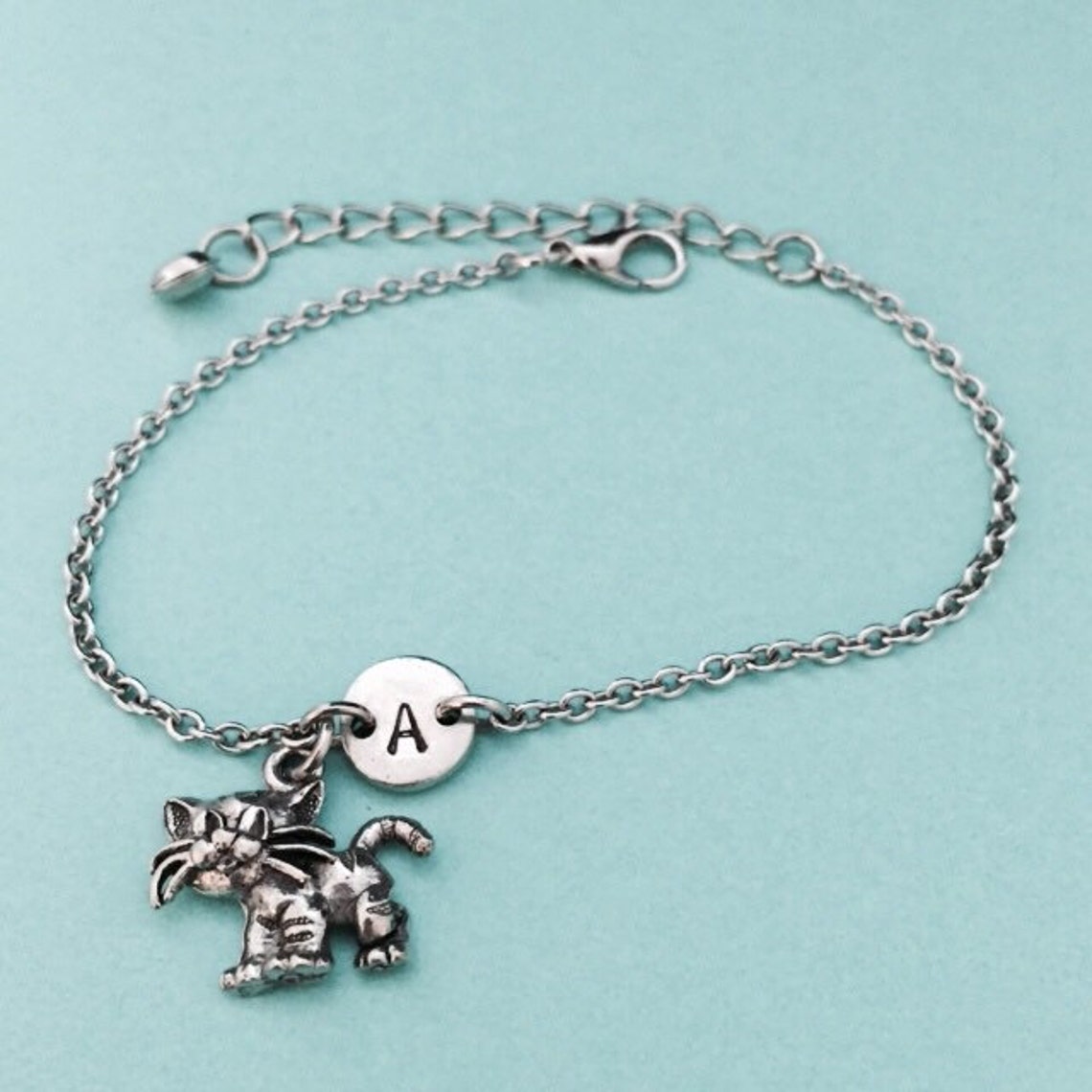 Cat Charm Bracelet Cat Charm Adjustable Bracelet Animal Etsy