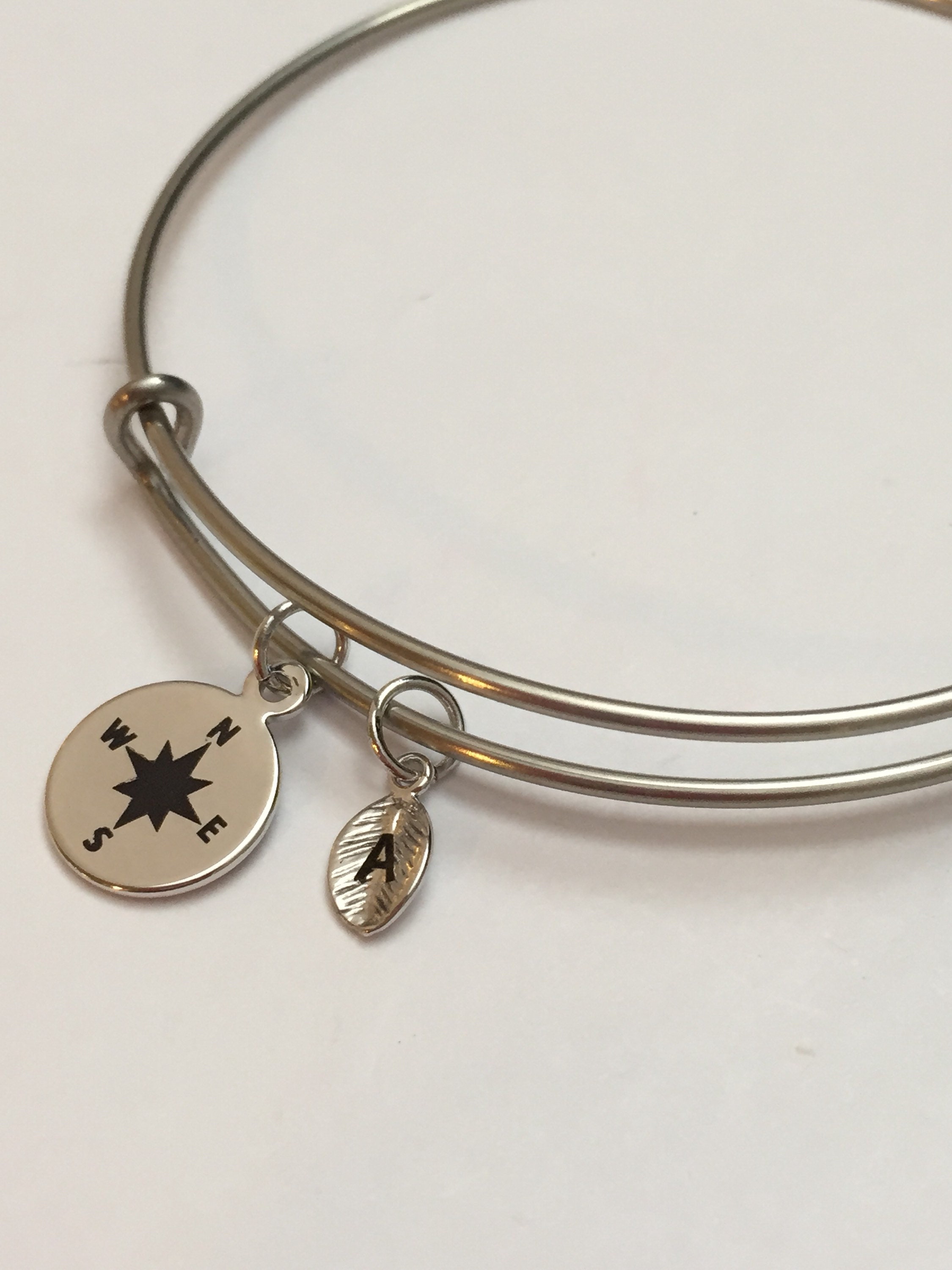 Compass Bangle Compass Charm Bracelet Expandable Bangle Etsy