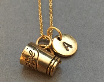 Kaffee Tasse-Halskette, Kaffee Tasse Charme, Kaffee-Kette, personalisierte Collier, anfängliche Halskette, ursprünglichen Charme, Monogramm