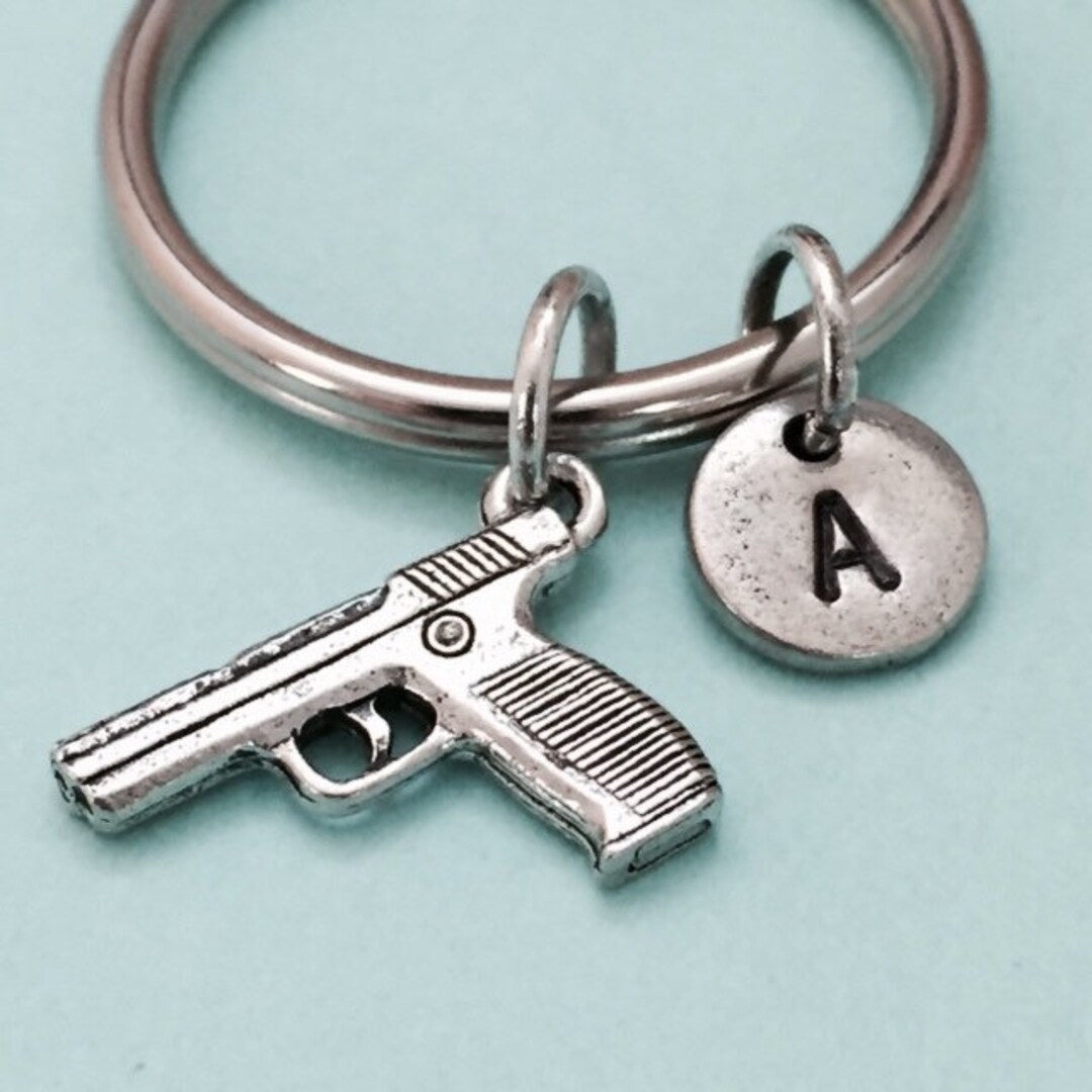 Gun Keychain, Gun Charm, Weapon Keychain, Personalized Keychain
