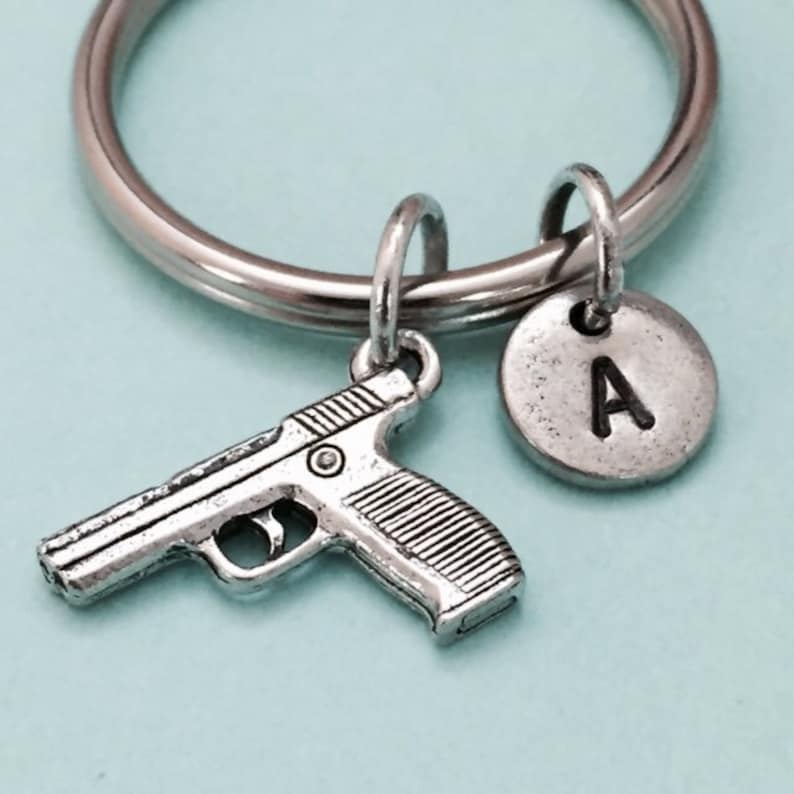 Gun Keychain Gun Charm Weapon Keychain Personalized Etsy