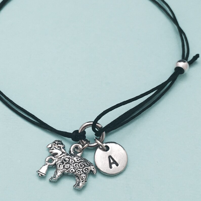 Sheep cord bracelet personalized bracelet charm bracelet monogram sheep charm bracelet initial adjustable bracelet