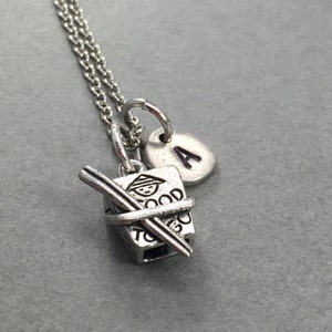 Chinese food necklace, take out food, food necklace, personalized necklace, initial necklace, food jewelry