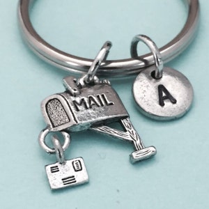 Porte-clés boîte aux lettres, breloque boîte aux lettres, porte-clé courrier, breloque courrier, porte-clé personnalisé, porte-clé initiale, personnalisé, monogramme