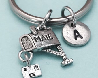 Porte-clés boîte aux lettres, breloque boîte aux lettres, porte-clé courrier, breloque courrier, porte-clé personnalisé, porte-clé initiale, personnalisé, monogramme