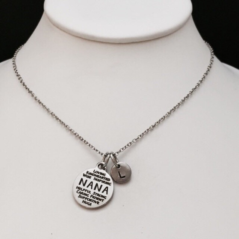 personalized necklace initial charm Nana necklace family necklace monogram initial necklace nana charm
