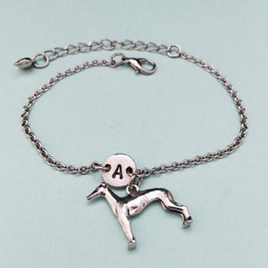 Greyhound charm bracelet, greyhound dog charm, adjustable bracelet, personalized bracelet, initial bracelet, momogram, animal bracelet, dog