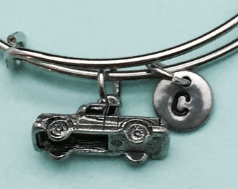 Truck bangle, truck charm bracelet, expandable bangle, charm bangle, personalized bracelet, initial bracelet, monogram