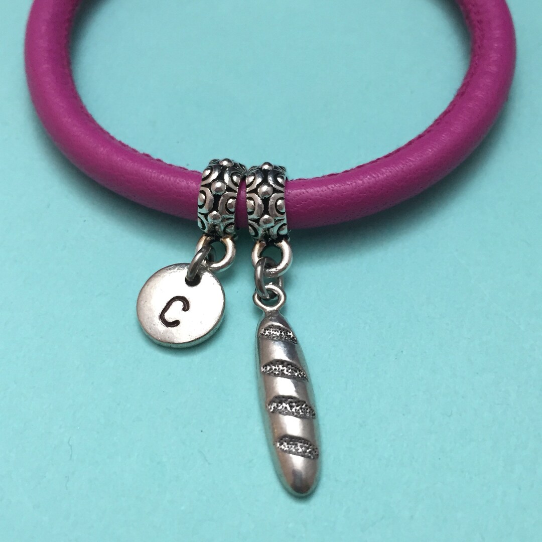 French Bread Leather Bracelet French Bread Charm Bracelet Etsy