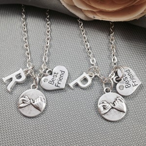 Best friend necklace, pinky promise, initial necklace, bff necklace, personalized necklace, friendship necklace, pinky promise necklace