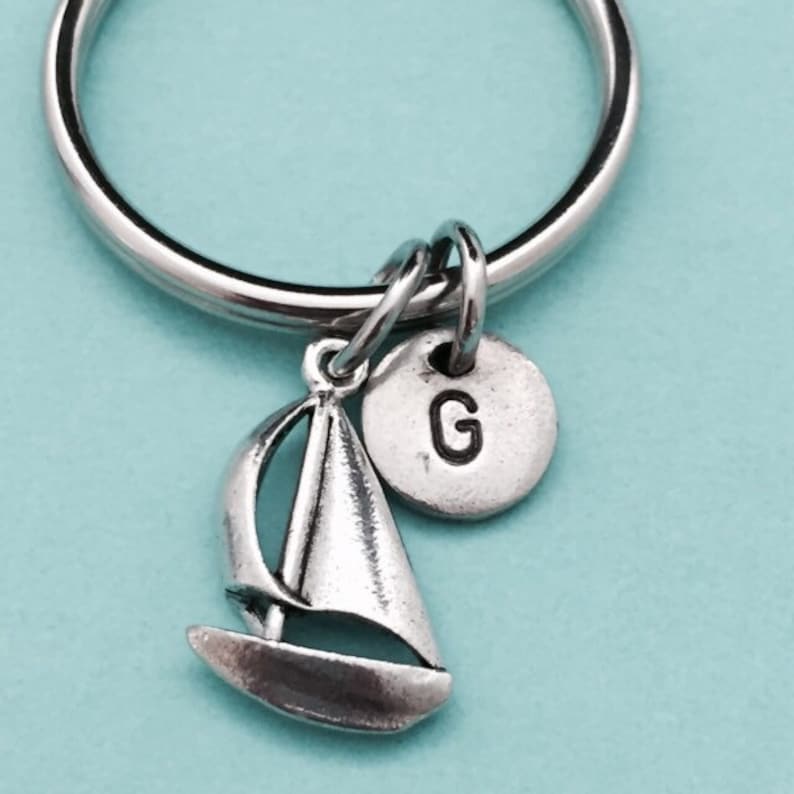 Sailboat Keychain Sailboat Charm Boat Keychain Personalized Etsy