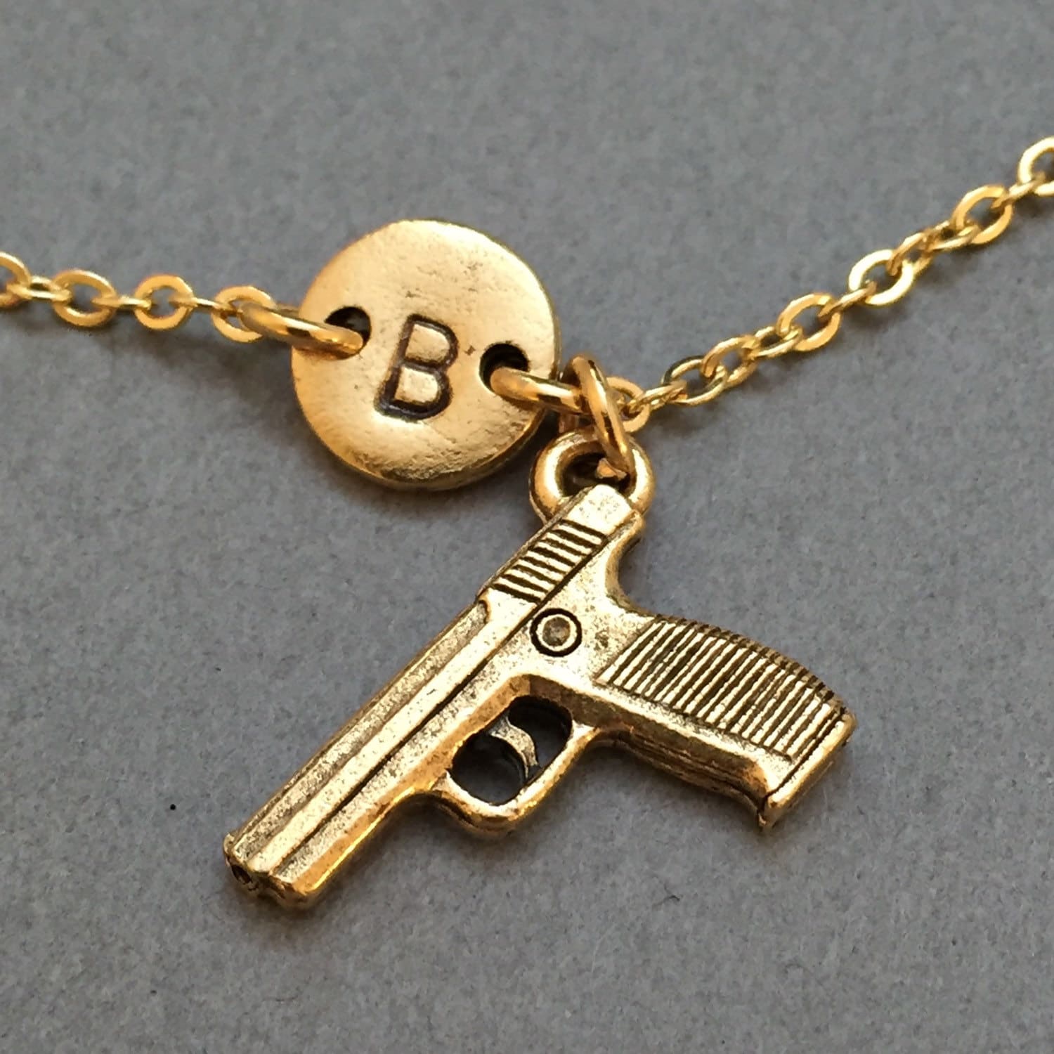 Gun charm bracelet gun charm adjustable bracelet weapon Etsy