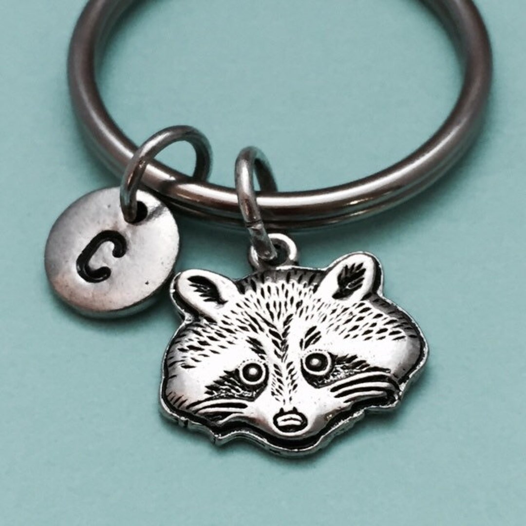 Raccoon Keychain, Raccoon Charm, Animal Keychain, Personalized Keychain ...