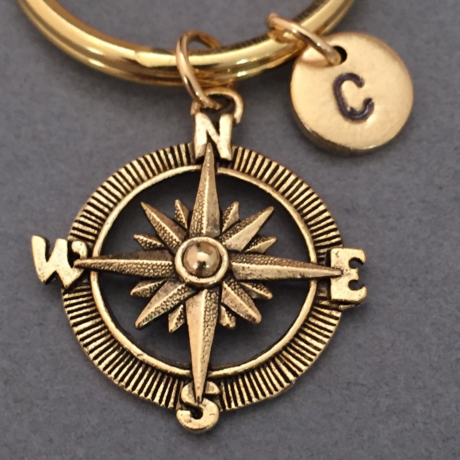 Compass Keychain Compass Charm Direction Keychain | Etsy