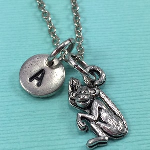 Monkey charm necklace, animal necklace, monkey jewelry, personalized necklace, initial necklace, friend necklace