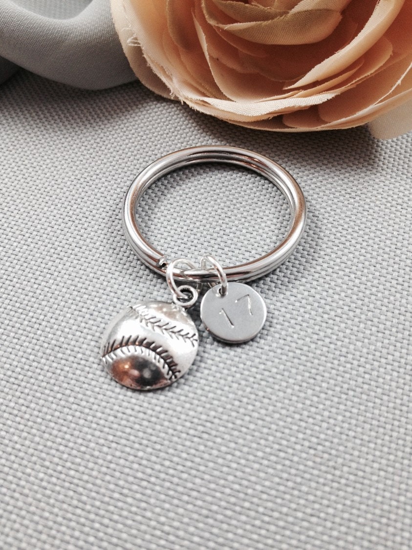 Baseball Keychain Softball Keychain Number Keychain Etsy
