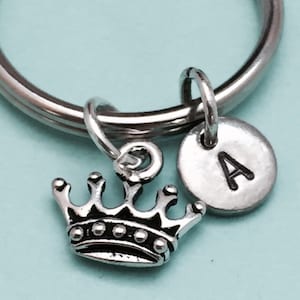 Crown keychain, crown charm, princess keychain, personalized keychain, initial keychain, initial charm, customized, monogram