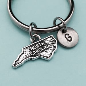 North Carolina keychain, North Carolina charm, state keychain, personalized keychain, initial keychain, customized keychain, monogram