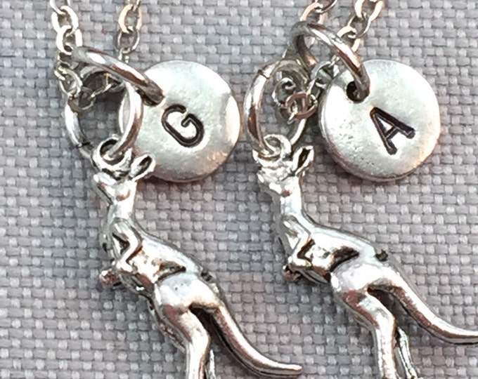 Kangaroo necklace, best friend necklace, friendship necklace, bff necklace, personalized necklace, animal necklace, sister necklace