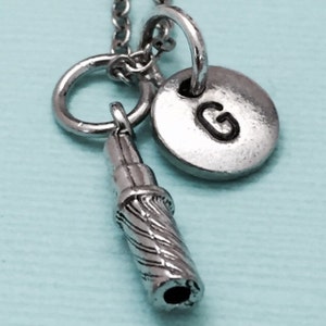 Lipstick necklace, lipstick charm, makeup necklace, personalized necklace, initial necklace, initial charm, monogram