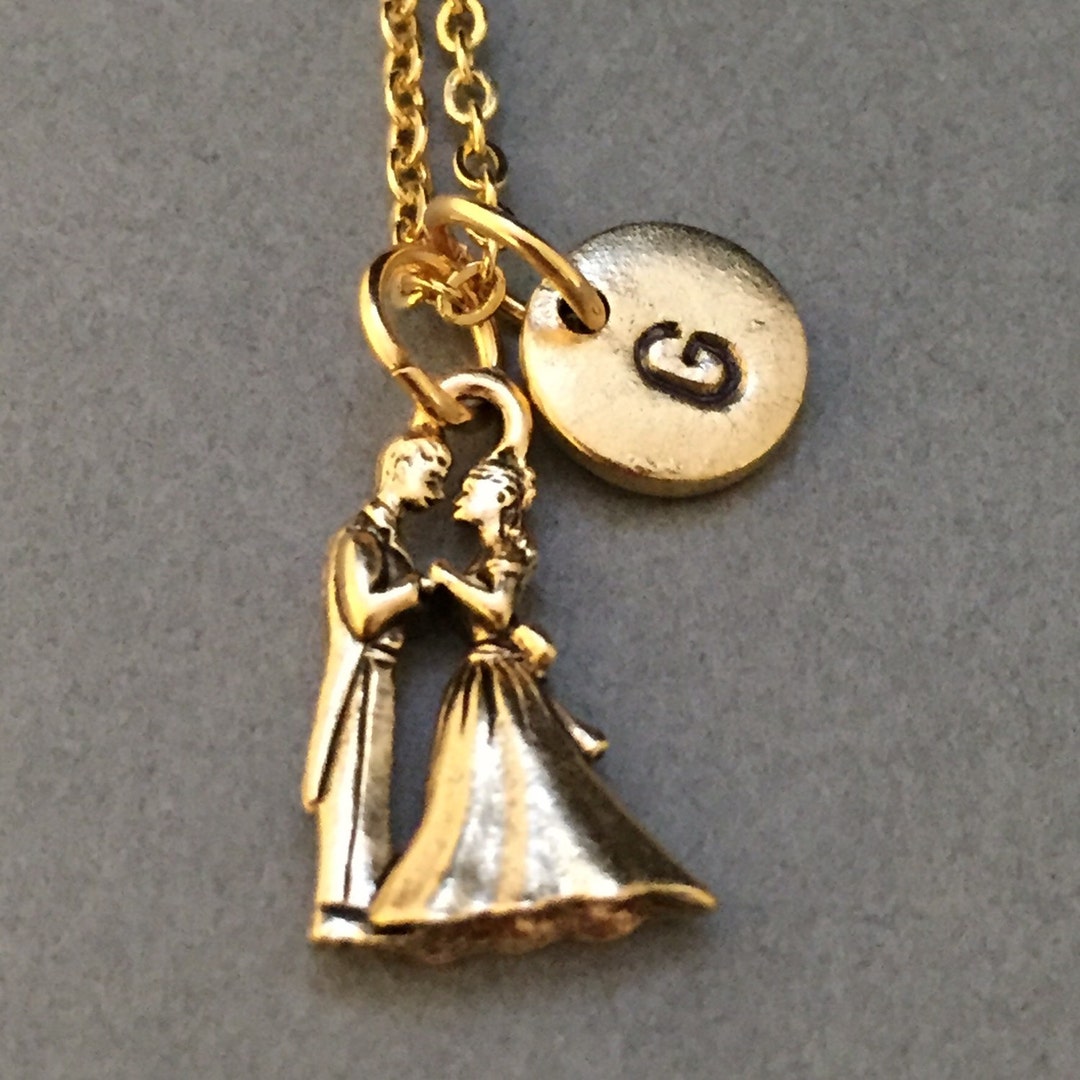 Bride and Groom Necklace, Bride and Groom Charm, Wedding Necklace