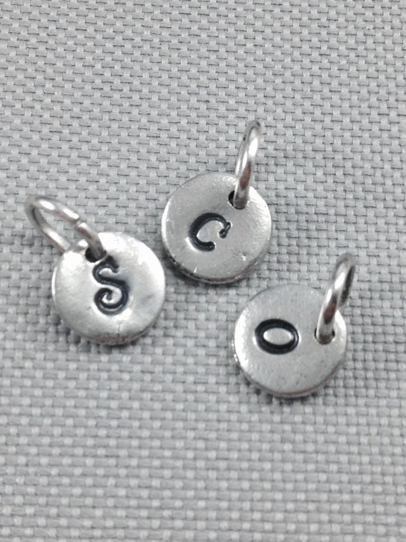 Add a charm, initial charm, pewter charm image 3