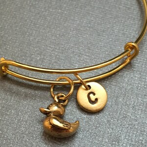 Rubber ducky bangle, rubber ducky charm bracelet, expandable bangle, charm bangle, personalized bracelet, initial bracelet, monogram